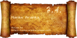 Hanke Aranka névjegykártya